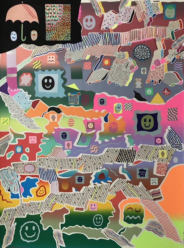 Adam Palmer, ‘Peach Parasol’, 2019, Print, Screenprint, markers, collage on paper, Ro2 Art