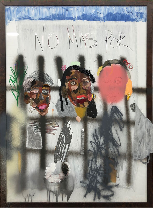 John Rivas, ‘No mas por favor’, 2019-2020, Painting, Mixed media on framed glass, LatchKey Gallery