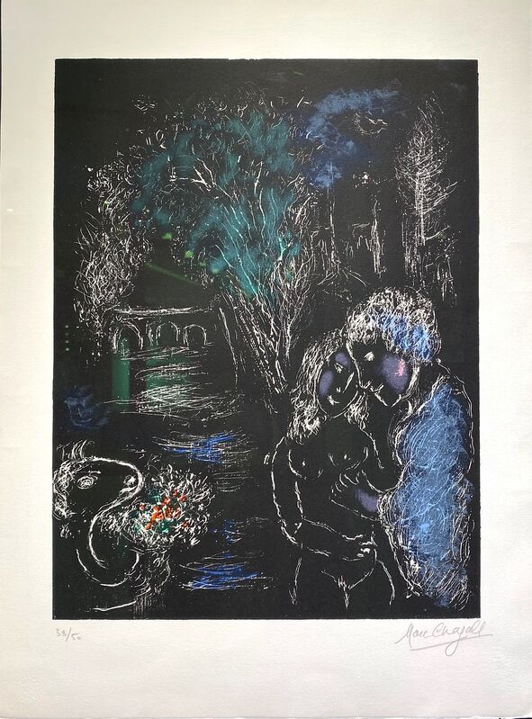 Marc Chagall, ‘L'Arbre Vert Aux Amoureux (M.959).’, 1980, Print, Color lithograph on Arches paper, Off The Wall Gallery