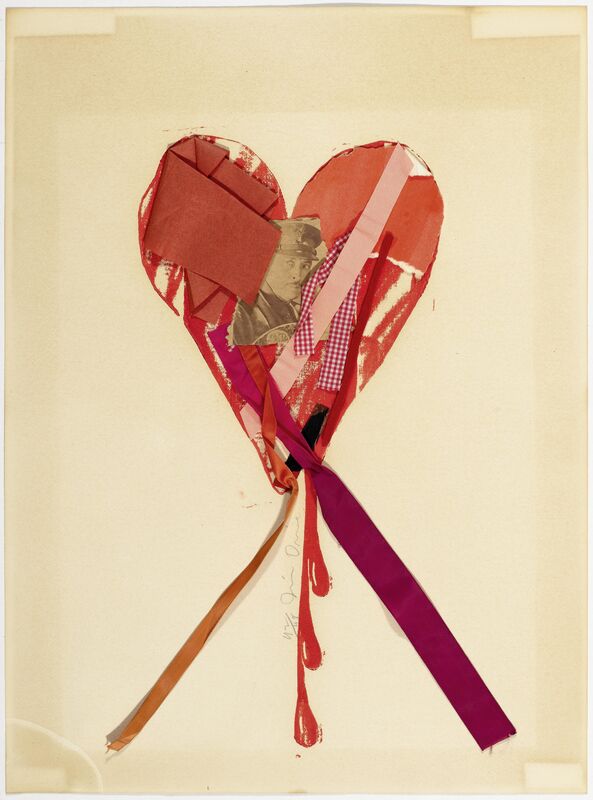 Jim Dine, ‘Bleeding Heart with Ribbons and a Movie Star’, 1968, Drawing, Collage or other Work on Paper, Colour screenprint with collaged picture, cloth and Paper, Koller Auctions