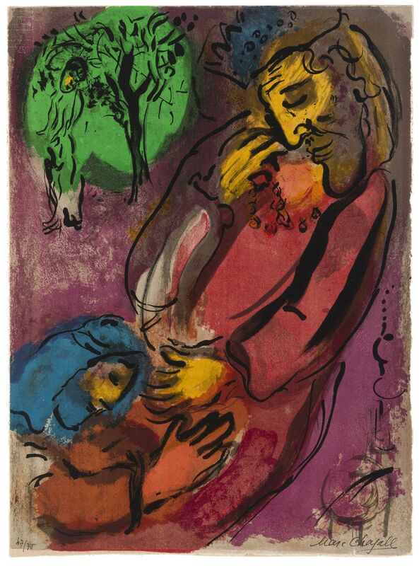 Marc Chagall, ‘David and Absalom’, 1956, Print, Color lithograph on Arches wove paper; Verve, Paris, pub., John Moran Auctioneers