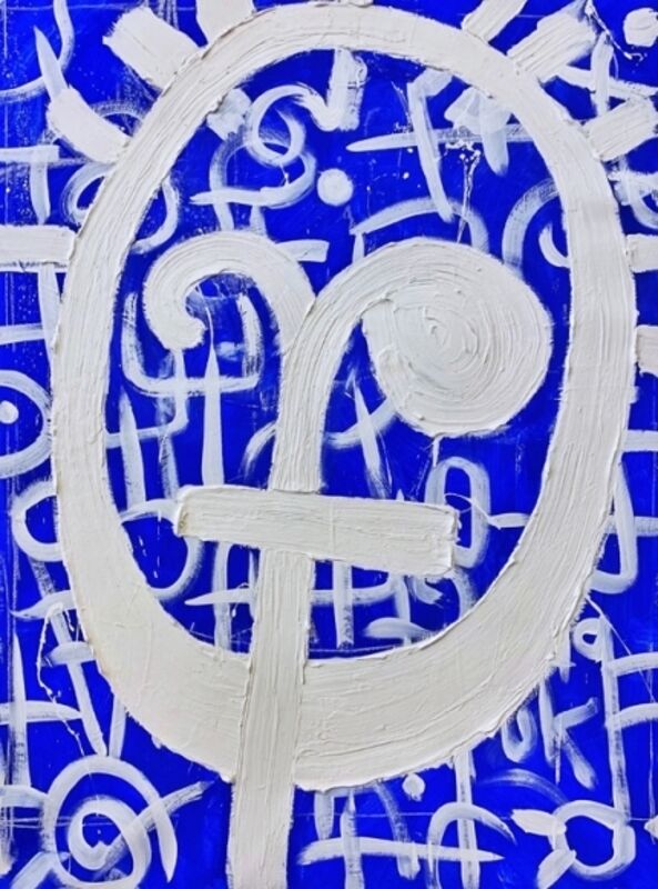 Victor Ekpuk, ‘Composition in Blue 1 ’, 2019, Painting, Acrylic on canvas, Aicon Gallery