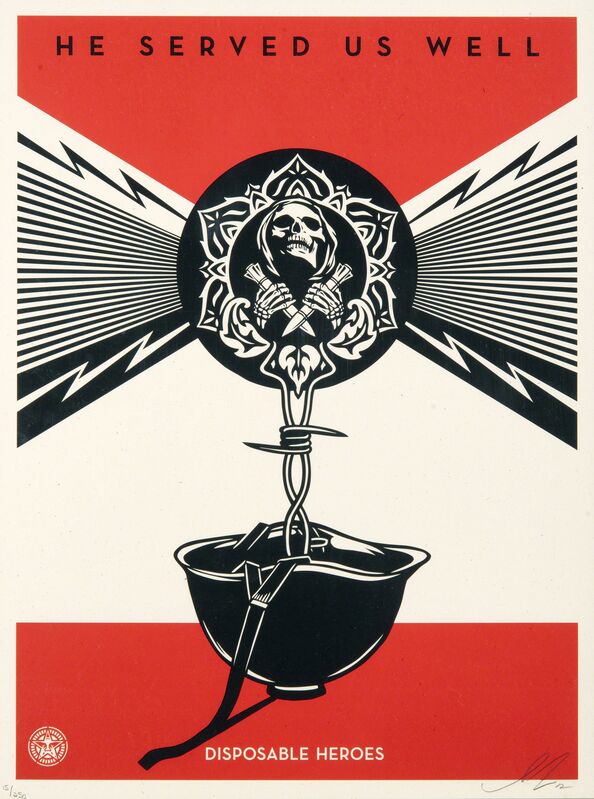 Shepard Fairey, ‘Disposable Heroes’, 2012, Print, Screen print in colours on paper, Tate Ward Auctions