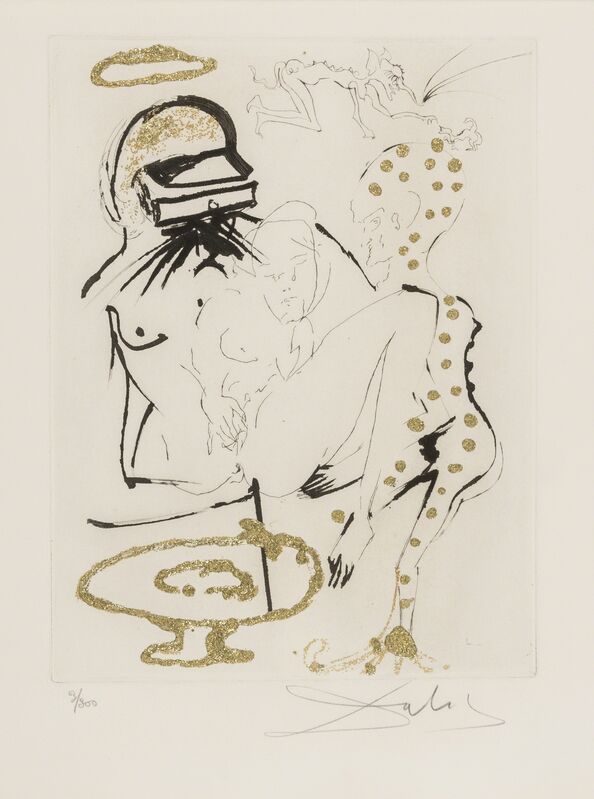 Salvador Dalí, ‘Les Amours Jaunes (Michler & Löpsinger L693-702d)’, 1974, Print, Complete set of 10 drypoints with hand colouring and gold glitter on Arches, Forum Auctions