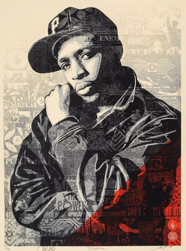 Shepard Fairey, ‘Chuck D Black Steel (Red)’, 2018, Print, Screenprint in colors on speckled cream paper, Heritage Auctions