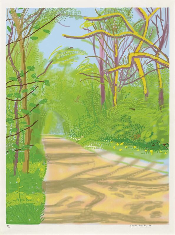 David Hockney, ‘The Arrival of Spring in Woldgate, East Yorkshire in 2011 (twenty eleven) - 25 April 2011’, 2011, Print, IPad drawing in colours printed on wove paper, Christie's
