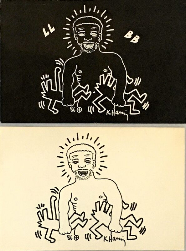 Keith Haring, ‘Keith Haring Paradise Garage 1986 (Keith Haring, Larry Levan)’, 1986, Print, Offset lithograph, Lot 180