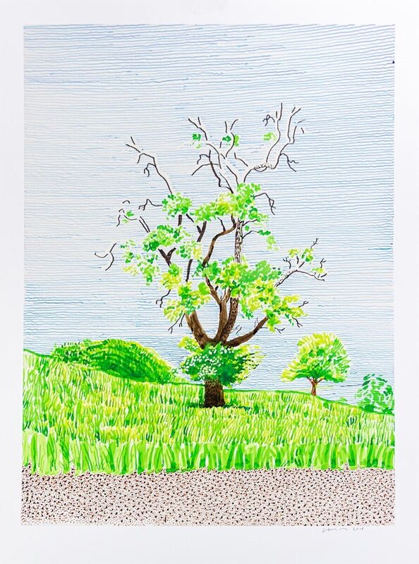David Hockney, ‘Hawthorn Bush in Front of a Very Old and Dying Pear Tree’, 2019, Print, Inkjet printed computer drawing on paper, Upsilon Gallery