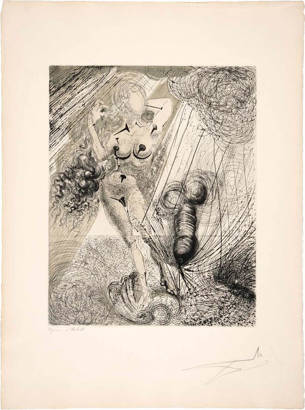 Salvador Dalí, ‘Venus; Oedipus And The Sphinx; Theseus And The Minotaur; Neptune (Poseidon) (F. 63-3E, J, L, O)’, Print, Four color heliogravures and drypoints on Arches paper, Doyle