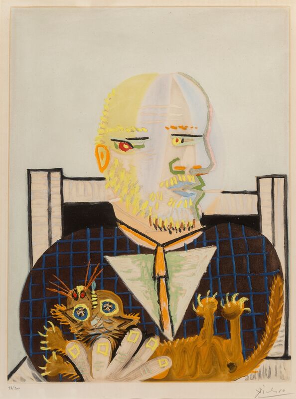 Pablo Picasso, ‘Vollard et son chat’, c. 1960, Print, Aquatint in colors on Arches paper, Heritage Auctions
