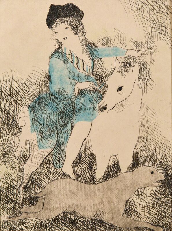 Marie Laurencin, ‘La promenade á cheval’, 1928, Print, Etching with roulette and hand-colorEtching on paper, Skinner