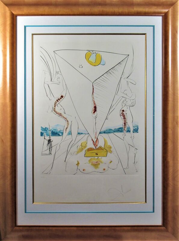 Salvador Dalí, ‘Philosophe Ecrasé par le Cosmos’, 1974, Print, Engraving with embossing and color lithograph, Joseph Grossman Fine Art Gallery