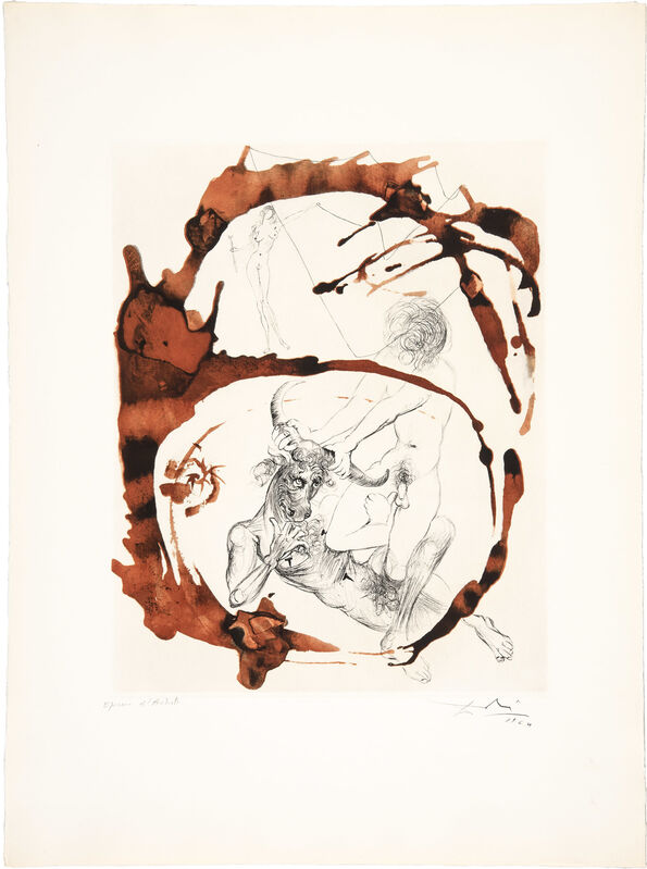 Salvador Dalí, ‘Venus; Oedipus And The Sphinx; Theseus And The Minotaur; Neptune (Poseidon) (F. 63-3E, J, L, O)’, Print, Four color heliogravures and drypoints on Arches paper, Doyle