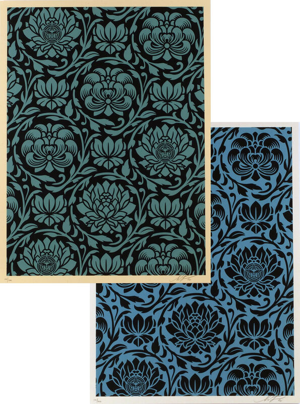 Shepard Fairey, ‘Floral Harmony Dark Blue Ying Yang’, 2020, Print, Screenprint on paper, 2B Art Gallery