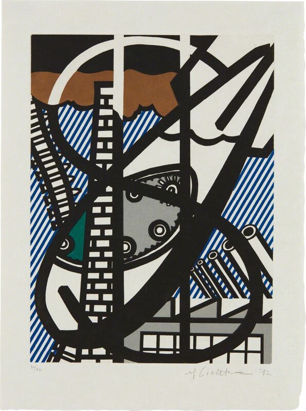 Roy Lichtenstein, ‘Une Fenêtre ouverte sur Chicago (A Window Open on Chicago), from La nouvelle chute de l'Amérique (The New Fall of America)’, 1992, Print, Etching and aquatint in colors, on Japanese nacré paper, with full margins, Phillips