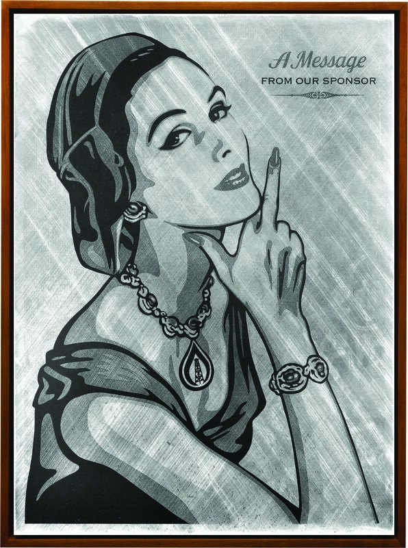 Shepard Fairey, ‘A Message From Our Sponsor’, 2015, Mixed Media, Screen print on metal (aluminium), Underdogs Gallery