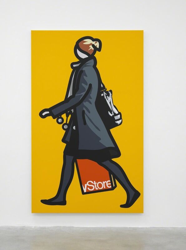 Julian Opie, ‘Woman with shopping bag and scarf’, 2012, Painting, Vinyl on wooden stretcher, Corridor Contemporary