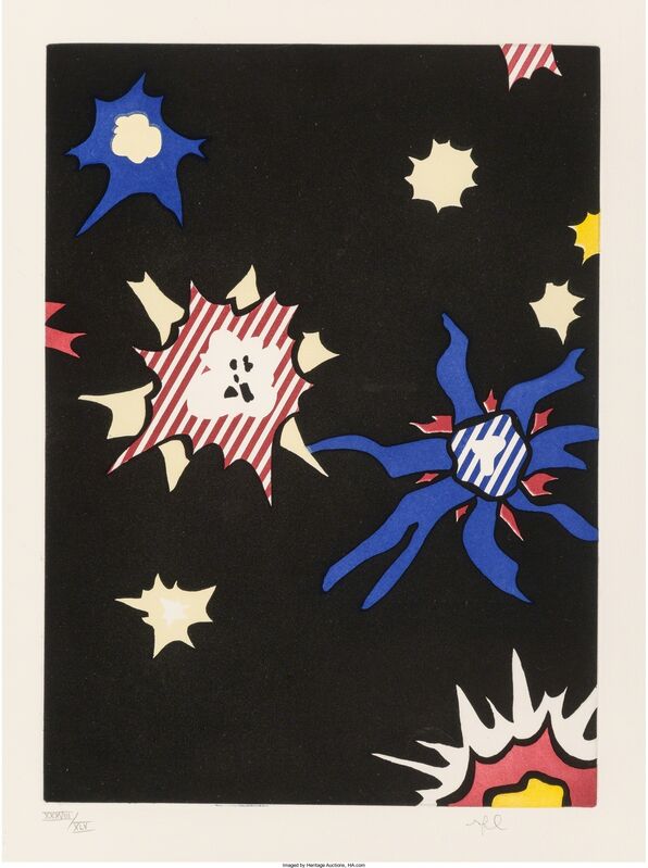 Roy Lichtenstein, ‘Illustration for Hüm Bum, pl. 8, from La Nouvelle Chute de l'Amérique’, 1992, Print, Etching and aquatint in colors on, Heritage Auctions