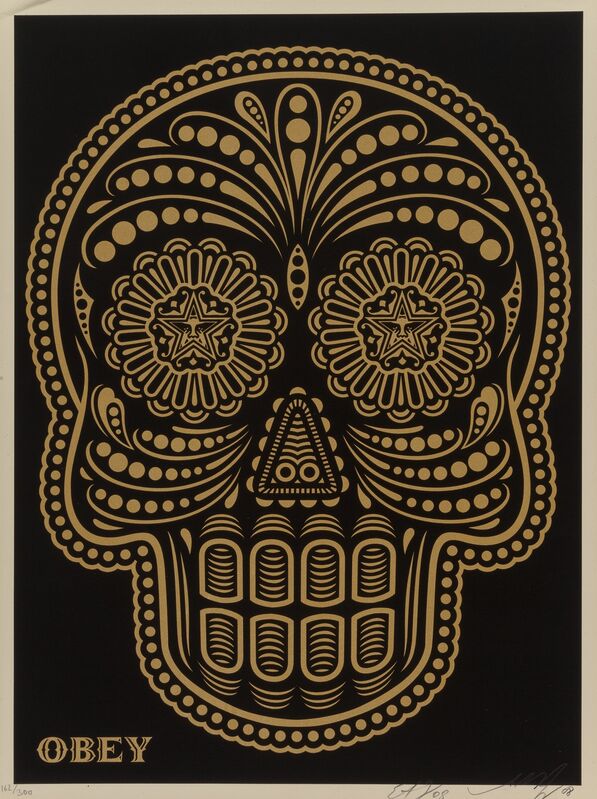 Shepard Fairey, ‘Dia de los Muertos’, 2008, Print, Screenprint in colors on speckled cream paper, Heritage Auctions