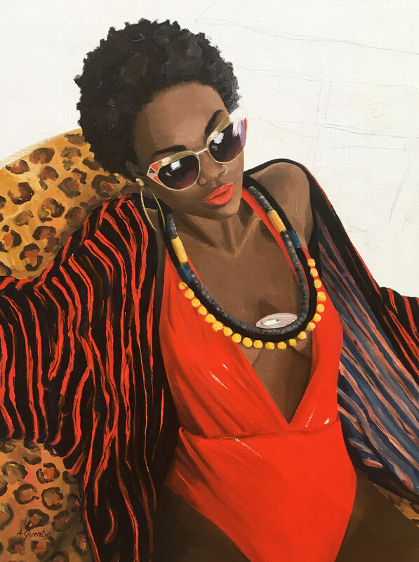 Aurélie Quentin, ‘Rayures et Leopard #2’, 2019, Painting, Oil on canvas, Kahn Gallery