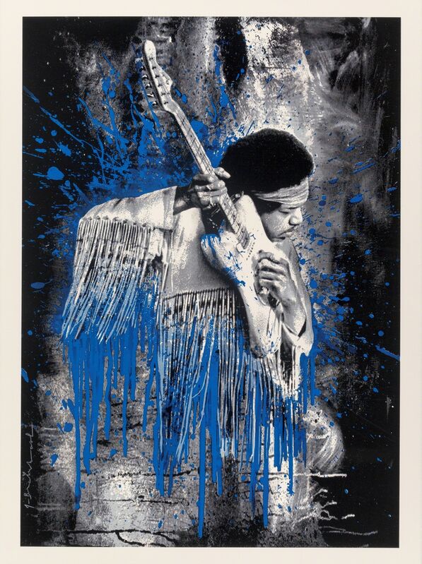 Mr. Brainwash, ‘Jimi Hendrix (Blue)’, 2015, Print, Screenprint in colors on hand torn archival paper, Heritage Auctions
