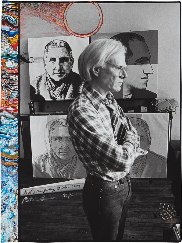 Peter Beard, ‘Andy Warhol at the Factory from Living Sculpture, October’, 1979, Photography, Gelatin silver print with ink, paint and affixed feather, executed later., Phillips