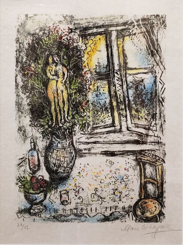 Marc Chagall, ‘La Fenêtre Entrouvert ’, 1975, Print, Lithograph in colors on Japon paper., Off The Wall Gallery