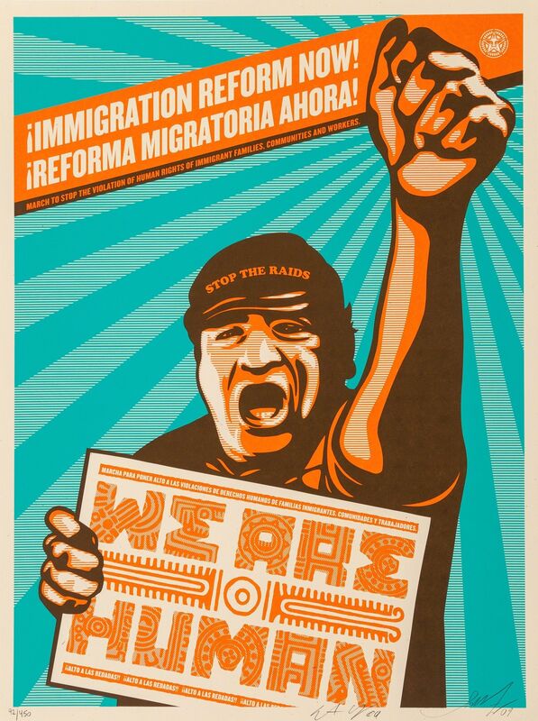 Shepard Fairey, ‘Immigration Refrom Now!’, 2009, Print, Screenprint in colors on speckled cream paper, Heritage Auctions
