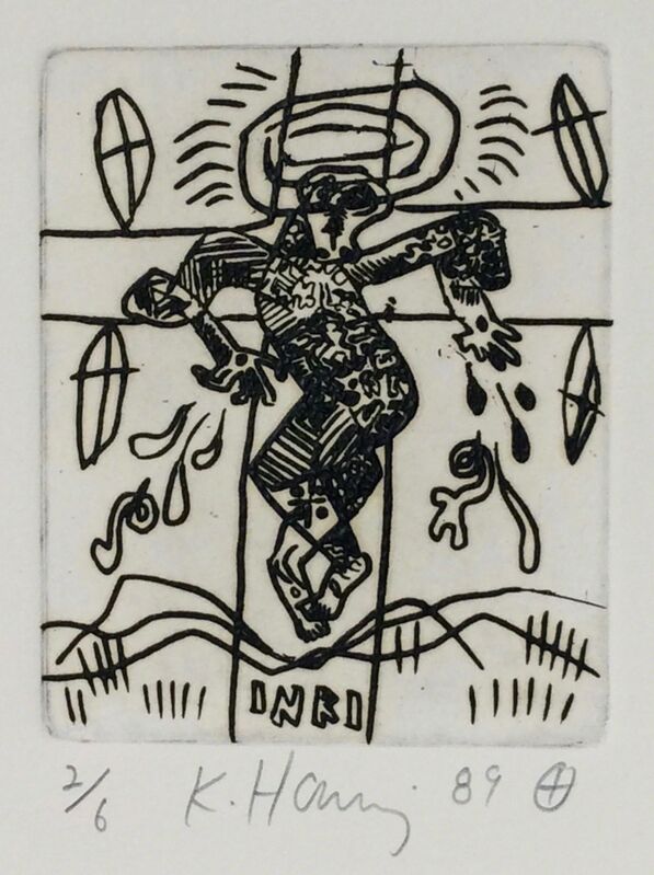 Keith Haring, ‘Untitled (very rare work, hand signed edition of edition of 6)’, 1989, Print, Etching on paper, Joseph Fine Art LONDON