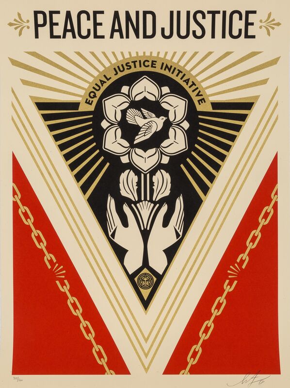 Shepard Fairey, ‘Peace and Justice Summit’, 2018, Print, Screenprint in colors on cream speckled paper, Heritage Auctions