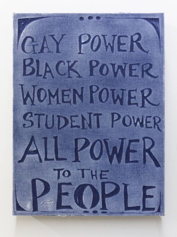 Gabriel Martinez (b. 1967), ‘All Power to the People’, 2019, Mixed Media, Sanded denim on linocut, mounted on wood panel, Washington Project for the Arts Benefit Auction