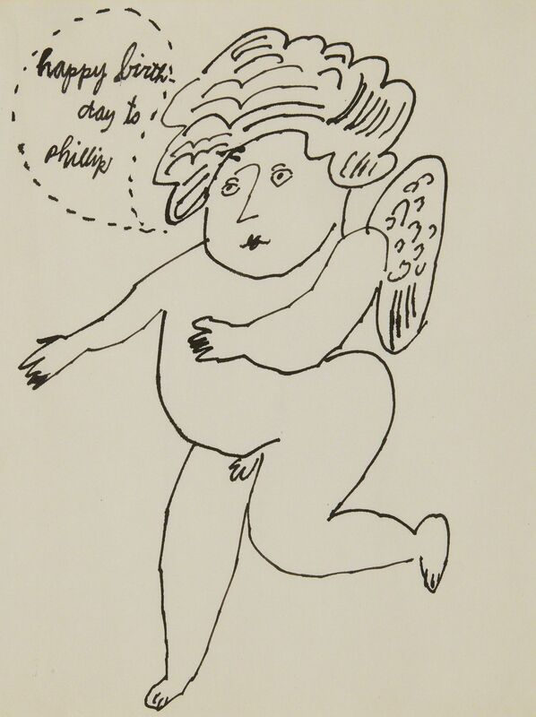 Andy Warhol, ‘Angel (Happy Birthday to Phillip)’, circa 1995, Drawing, Collage or other Work on Paper, Ink on paper, Sotheby's
