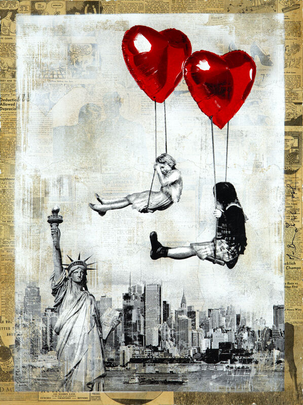 Mr. Brainwash, ‘Love is in the Air - New York’, 2020, Drawing, Collage or other Work on Paper, Silkscreen and mixed media on paper, Galerie Michael