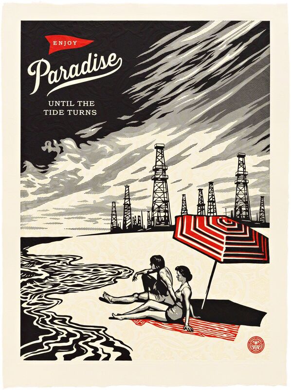 Shepard Fairey, ‘Paradise Turns’, 2015, Print, Three-color relief on handmade paper, Pace Prints