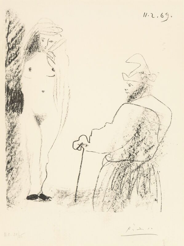 Pablo Picasso, ‘Femme Nue et Homme à la Canne, from Picasso-dessins 27.3.66 to 15.3.68’, 1969, Print, Lithograph on wove paper, Heritage Auctions