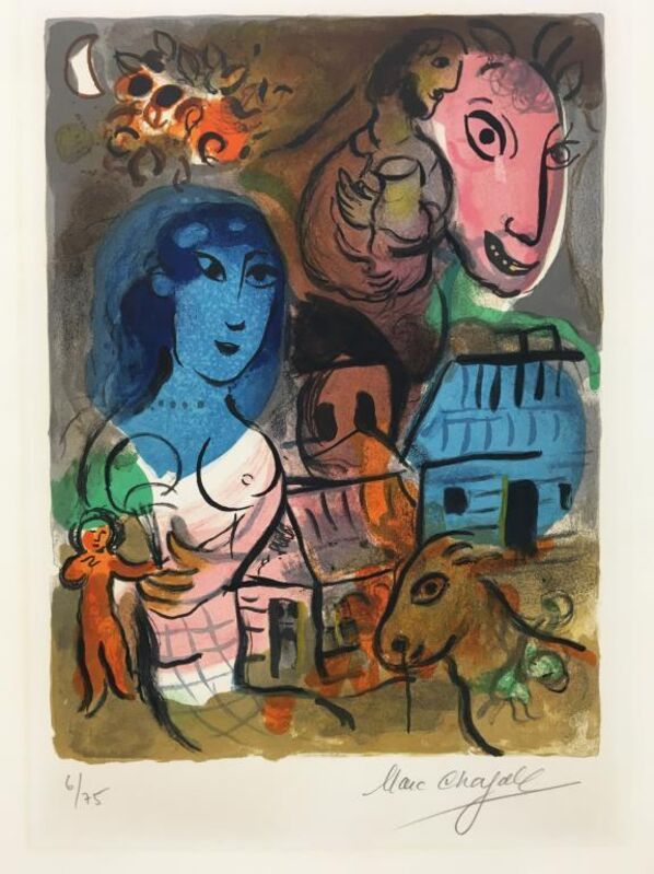 Marc Chagall, ‘XXe Siecle Hommage a Marc Chagall’, 1969, Print, Original color lithograph on arches paper, Baterbys