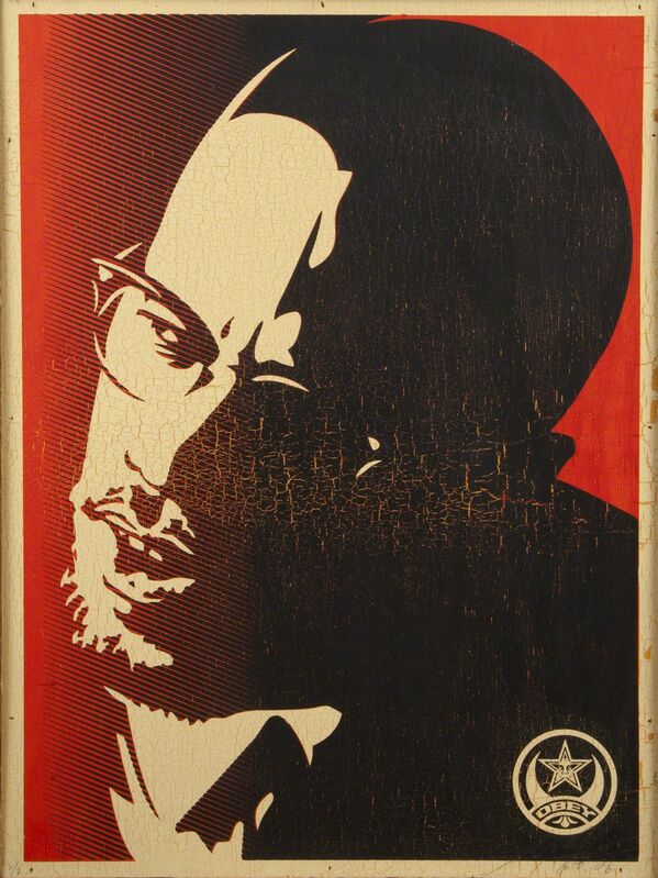 Shepard Fairey, ‘Malcolm X’, 2006, Mixed Media, HPM on wood, Julien's Auctions