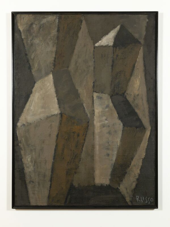 Michele Russo, ‘Brown Geometry’, ca. 1960, Painting, Oil on burlap, Russo Lee Gallery 