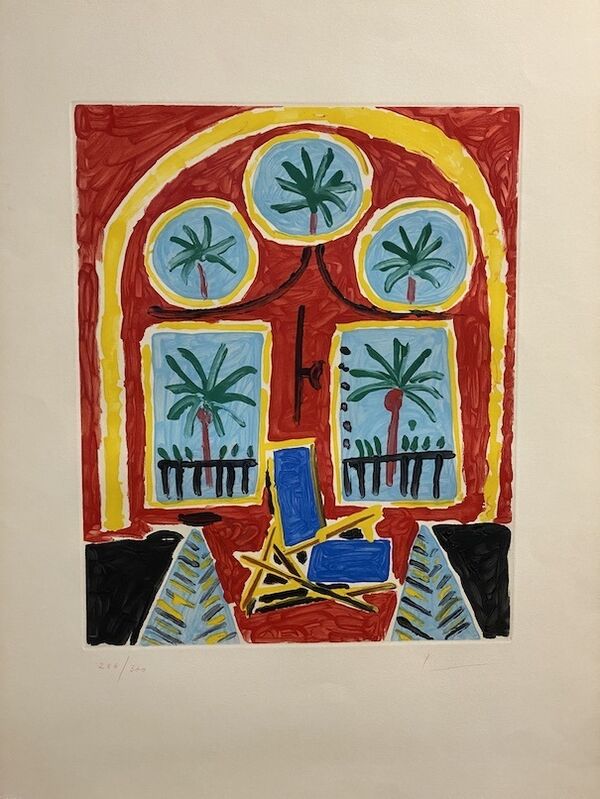 Pablo Picasso, ‘La Fenêtre de L'Atelier à la Californie ’, 1959, Print, Color aquatint on BFK Rives cream wove paper., Off The Wall Gallery