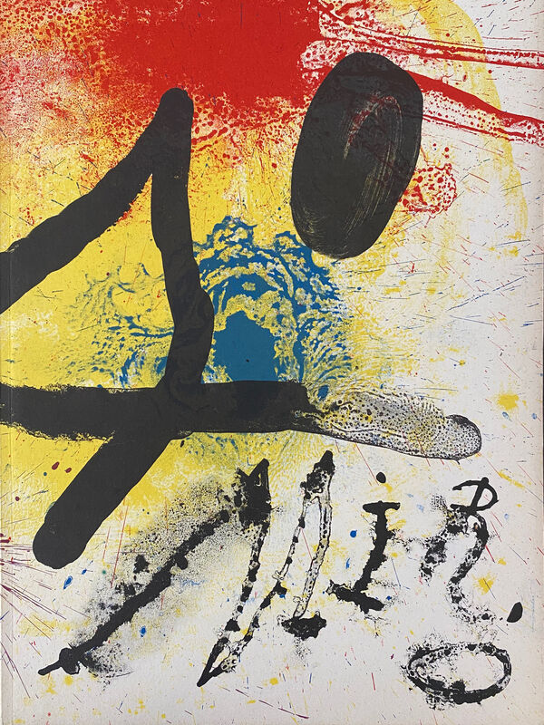Joan Miró, ‘Original Edition of the Catalogue “Sculpted chestnuts for Miró” / “Marrons sculptés pour Miró”’, 1961, Print, 1 original lithograph in colours by Joan Miró for the double-page cover of the catalogue, Galerie Fahid Taghavi