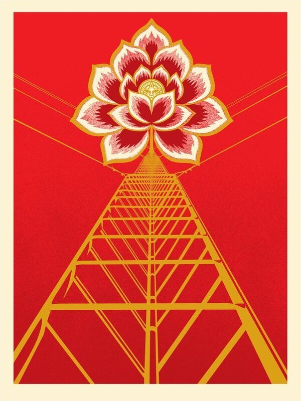 Shepard Fairey, ‘Flower Power - Red’, 2021, Print, Screen-print on cream Speckletone paper, Blackline Gallery