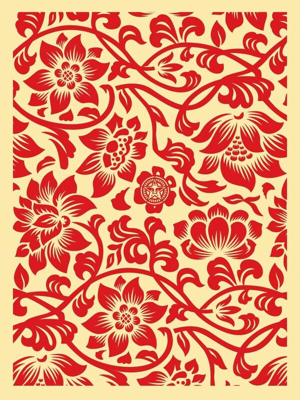 Shepard Fairey, ‘Floral takeover (cream/red)’, 2017, Print, Rudolf Budja Gallery