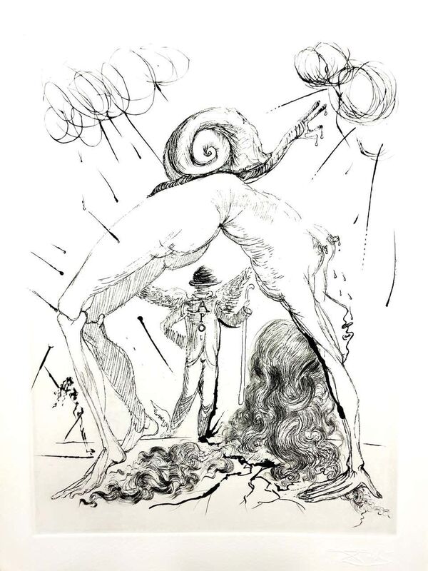 Salvador Dalí, ‘Original Etching "Nude with Snail" by Salvador Dali’, 1967, Print, Arches Vellum, Galerie Philia