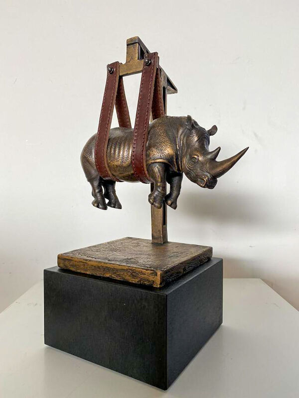 Stefano Bombardieri, ‘Il Peso del Tempo Sospeso / Rino mini’, 2020, Sculpture, Burnished bronze, Oblong Contemporary
