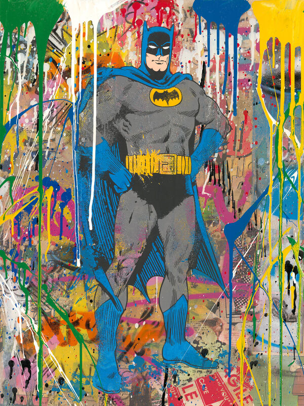 Mr. Brainwash, ‘Batman’, 2019, Painting, Silkscreen and Mixed Media on Paper, ZK Gallery