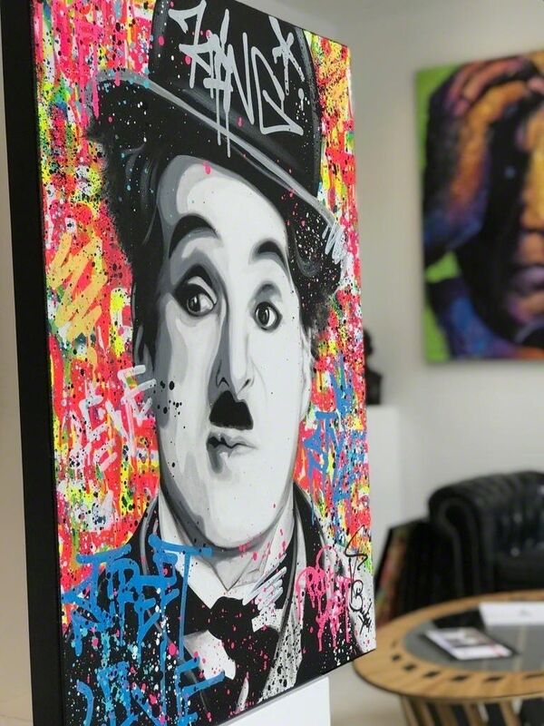 Vincent Bardou, ‘Charlie Chaplin’, 2019, Painting, Aerosol paint, acrylic, Posca, Design By Jaler