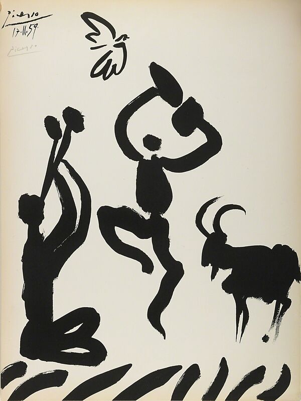 Pablo Picasso, ‘Musicien, Danseur, Chevre et Oiseau’, 1959, Print, Lithograph, Rago/Wright/LAMA