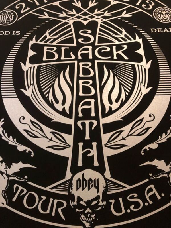 Shepard Fairey, ‘Black Sabbath Cross Silver’, 2013, Print, Art Paper with silver print, AYNAC Gallery
