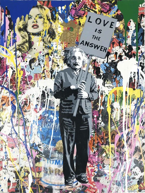 Mr. Brainwash, ‘Einstein’, 2018, Mixed Media, Silkscreen and mixed media on paper, Hamilton-Selway Fine Art Gallery Auction