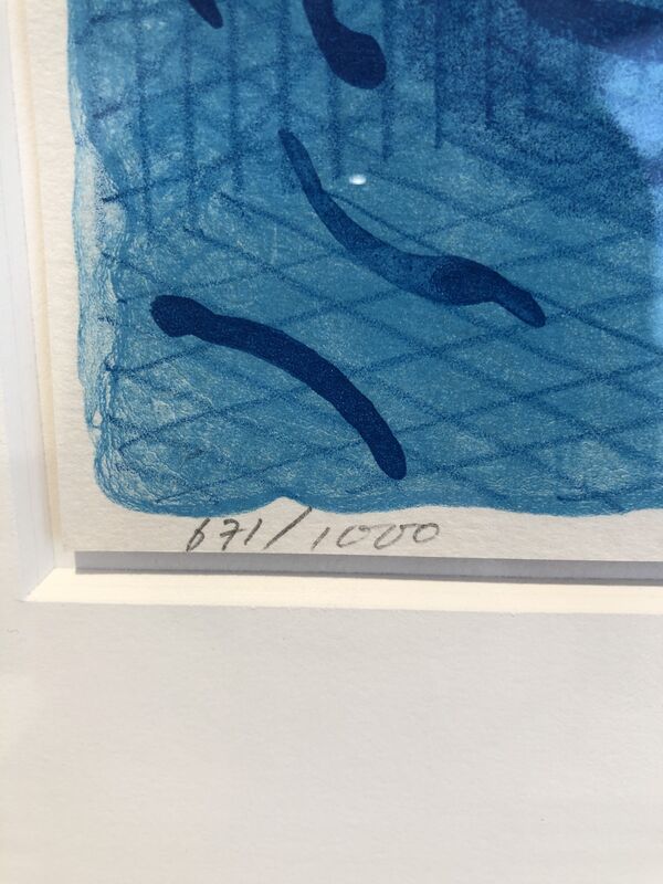 David Hockney, ‘Pool Made with Paper and Blue Ink for Book’, 1980, Print, Lithograph in colours, DELAHUNTY